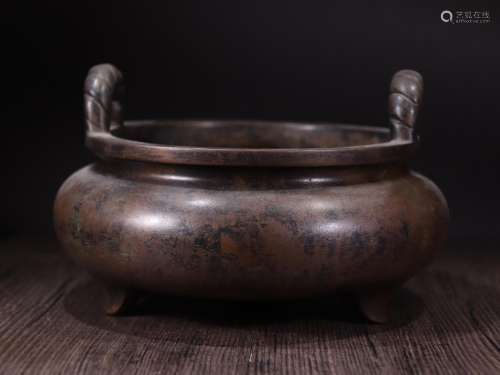 Old cupreous embryo to the ear incense burner.Specification:...