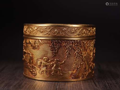 Stories of copper gilding carved four box cover,Specificatio...