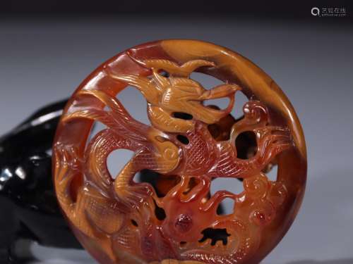 Liao, agate carving auspicious dragon belt buckle,Specificat...