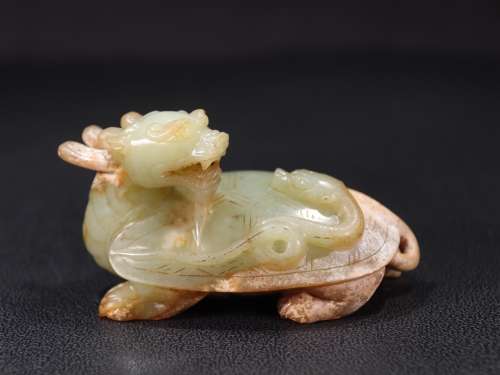 Ancient jade carving, jade dragon turtle specifications: 5.6...