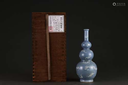 Sky blue glaze YunFu grain bottle gourdSpecification: 28.2 w...