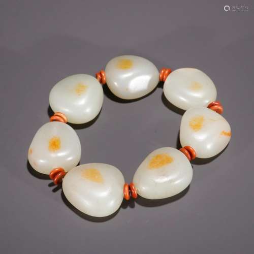 Hetian jade stone hand string.Specification: bead diameter 1...