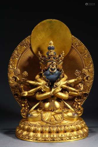 Furnishing articles rejoiced: copper and gold Buddha.Size 20...
