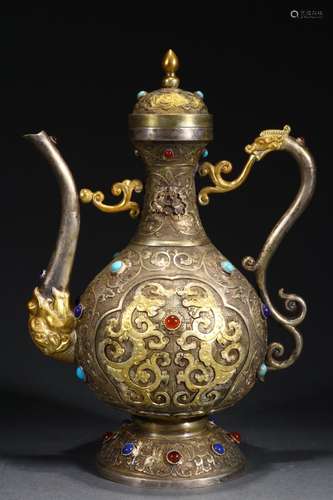 : copper gold treasure dragon ewer.Size 16 x11x25cm weighs 8...