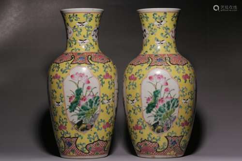 "" pastel window flower pattern design a pair of y...