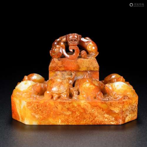 Hetian jade seal, the quality of the jade is exquisite, wrap...