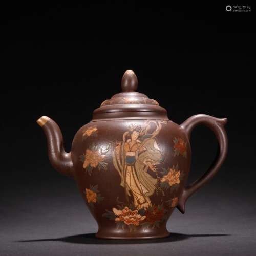 Fairy, violet arenaceous flying teapot.Specification: 17 cm ...