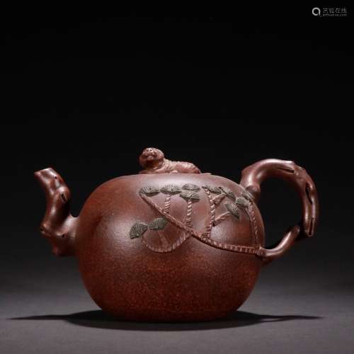 Zhu, violet arenaceous pine lines lion button teapot can mod...