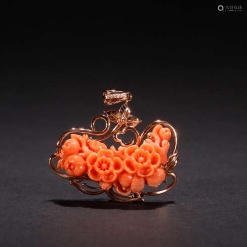 g a pendant, coral package 18 k painstakingly decorative pat...