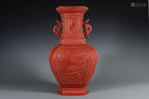Type of porcelain body copy lacquer carved flowers and birds...