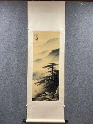 Li Xiongcai 103 x40cm landscape picture silk scroll vertical...