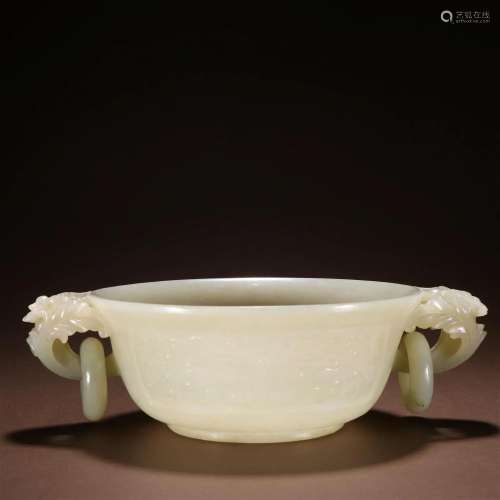 A Top and Rare Carved Hetian Jade Bowl