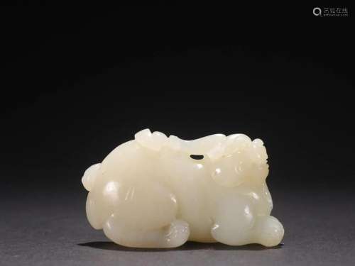 A Fine Carved Hetian Jade 'Wang Cai' Ornament