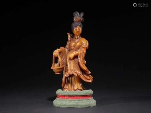 A Rare Tianhuang Stone Figure of Guanyin