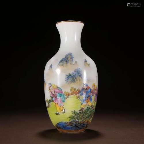 A Fine Galss Painted Enamel Character Story Vase