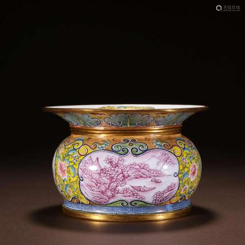 A Rare and Top Gilt-bronze Painted Enamel 'Western Chara...