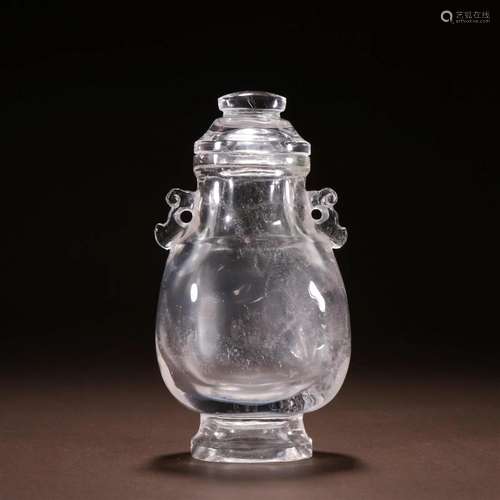 A Rare Carved White Crystal Vase