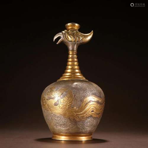 A Fine Gilt-bronze Pheonix Pattern Vase