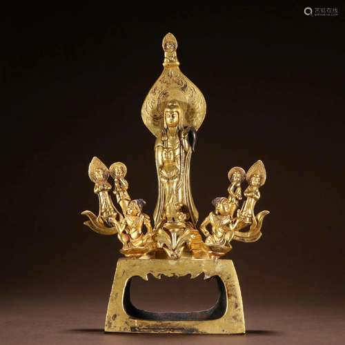 A Very Rare Gilt-bronze Bench Buddha Ornaments