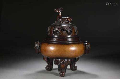 A Larger and Rare Copper Inlaid Silver Censer