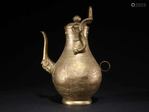 A Rare and Top Gilt-bronze Character Story Water Pot