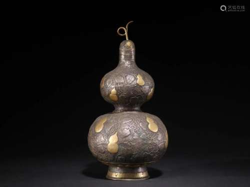 A Rare Gilt-bronze Gourd Vase