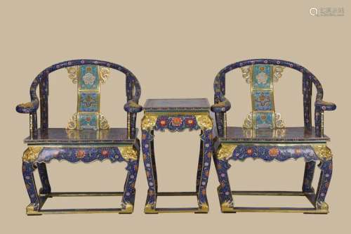 A Set of Imperial Gilt-bronze Cloisonne Enamel Chairs