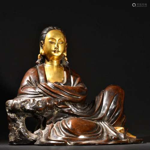 A Rare and Fine Gilt-bronze Figure of Guanyin