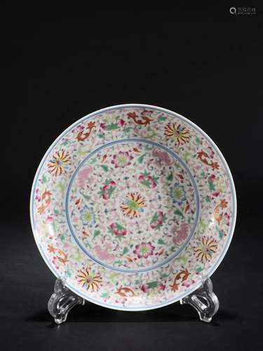 A Fine and Rare Famille-rose 'Flowers' Plate