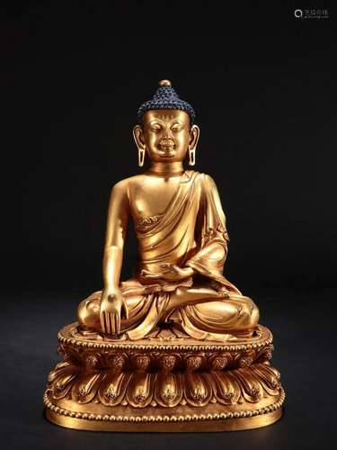 A Fine Gilt-bronze Figure of Shakyamuni