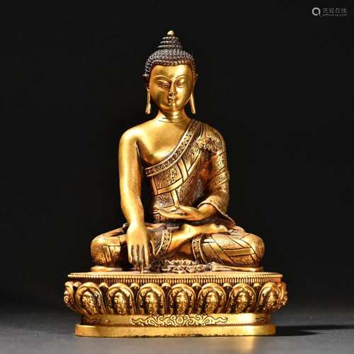 A Fine Gilt-bronze Figure of Shakyamuni