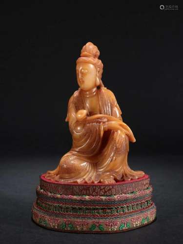 A Fine Tianhuang Stone Figure of Guanyin