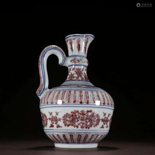 A Top and Rare Blue and White Glaze Red Ewer