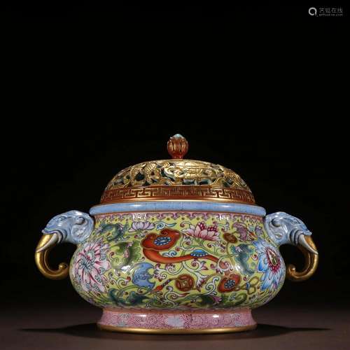 A Fine Enamel Painted Gold Censer