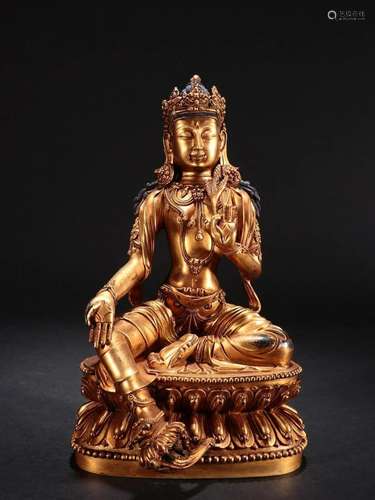 A Rare Gilt-bronze Statues of Guanyin