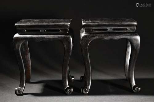 A Pair of Rare Zitan Wood Flower Table