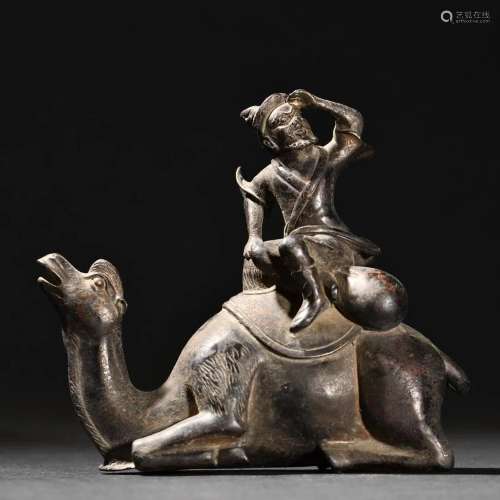 A Rare Bronze 'Figure and Camel' Ornament