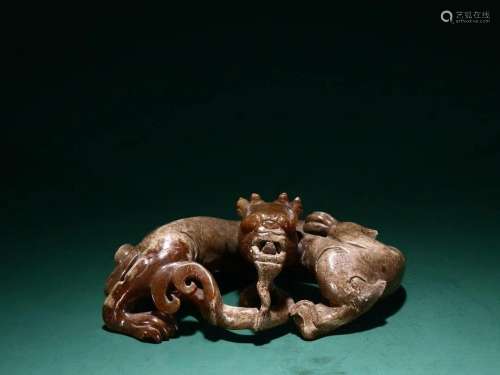 A Fine Hetian Jade Beast Ornament