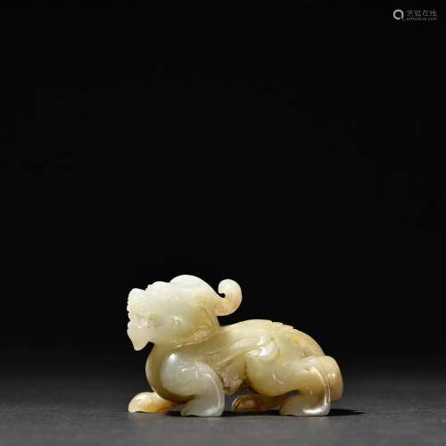 A Fine Carved Jade Beast Ornament