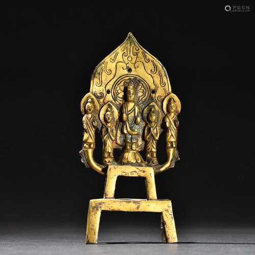 A Fine Gilt-bronze Bench Buddha Statue