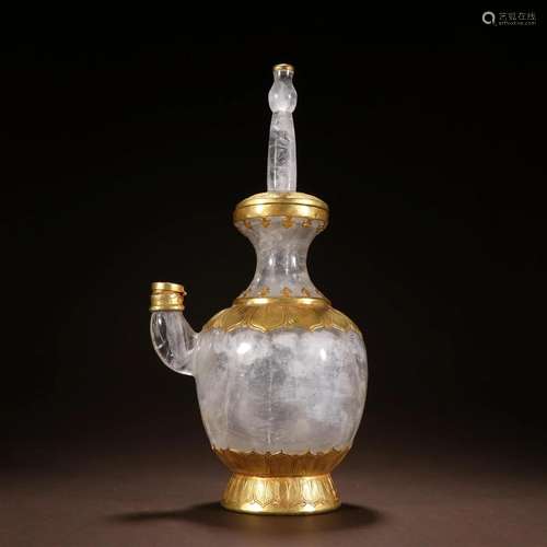 A Rare Cystal Inladi Gold Pot Ornament