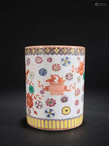 A Fine Famille-rose 'Ba Bao' Pattern Pen Holder