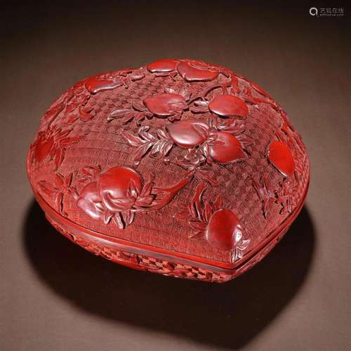 A Fine Cinnabar Lacquer 'Shou Tao' Box