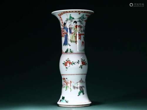 A Fine Famille-rose 'Character Story ' Vase ,Gu