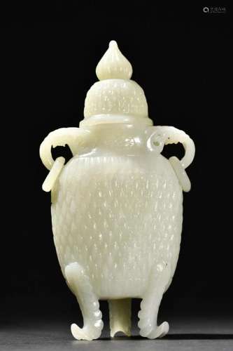 A Top and Rare Hetian White Jade Vase