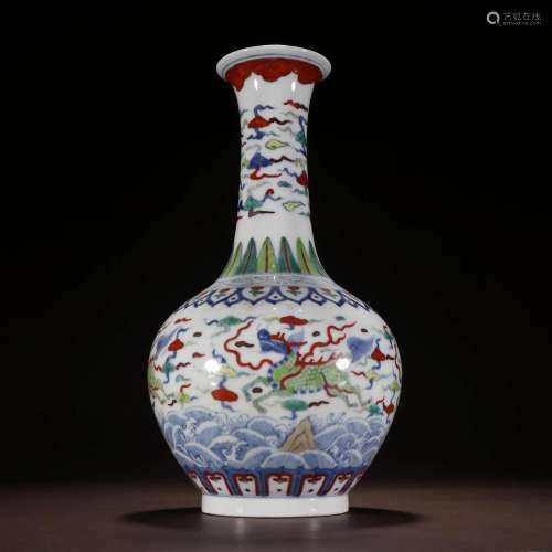 A Rare Doucai Sea Water Lines Vase