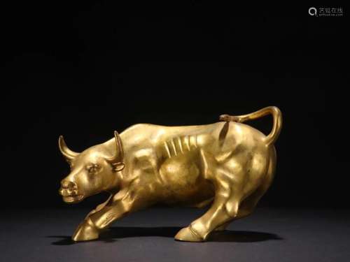 A Rare Gilt-bronze Beast Ornament
