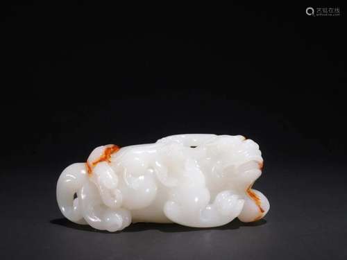 A Very Rare Hetian Jade Beast Ornament