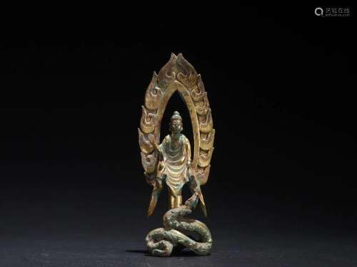 A Rare Gilt-bronze Figure of Guanyin