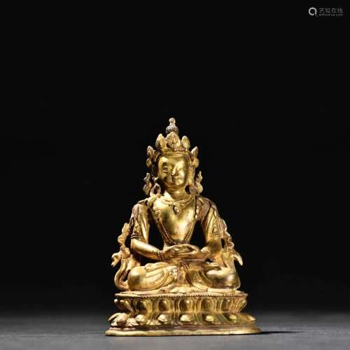 A Delicate Gilt-bronze Figure of Buddha